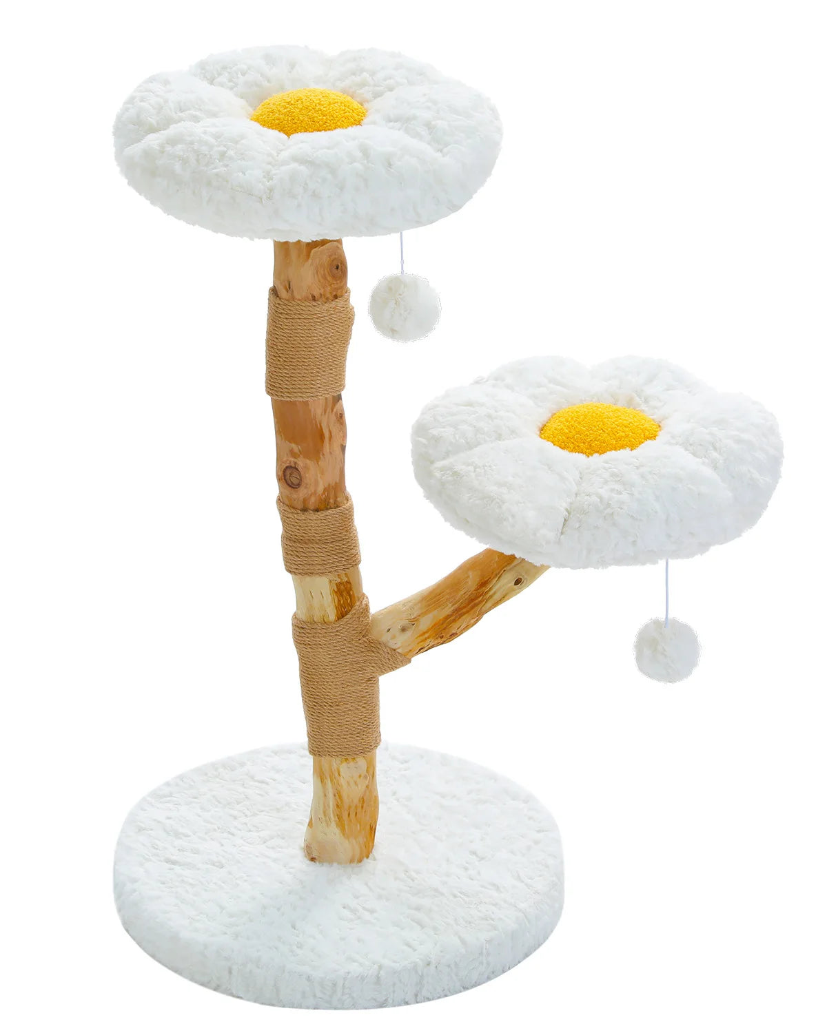 Flower Cat Tree for Indoor Cats Modern Wood Cat Tower with 2 Perches Scratching Post Cat Accessories Cat Toys