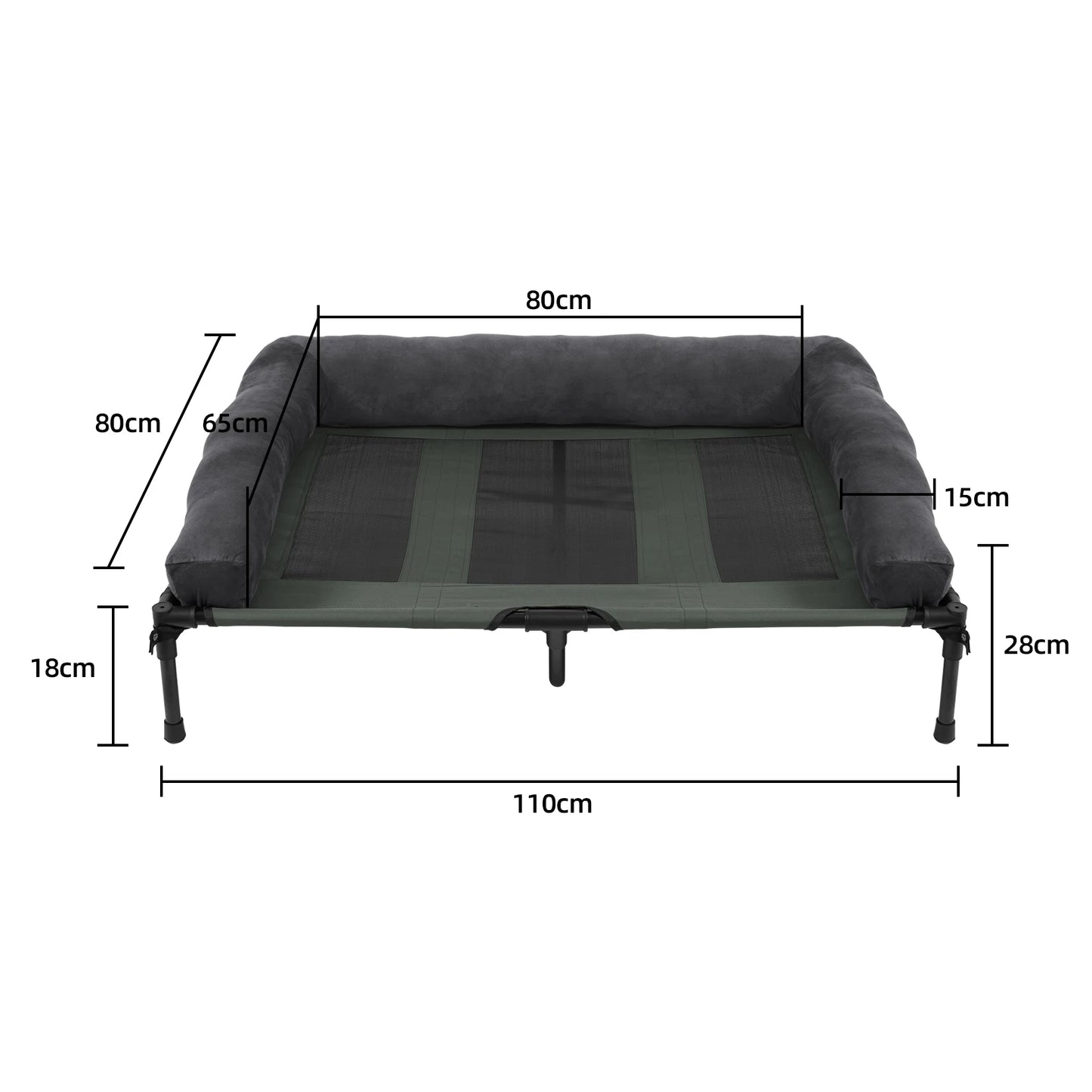Dog Bed for Dogs and Cats Indoor Outdoor Elevated Pet Lounger Bed with Detachable Plush Bolster Cooling Summer L XL 2XL