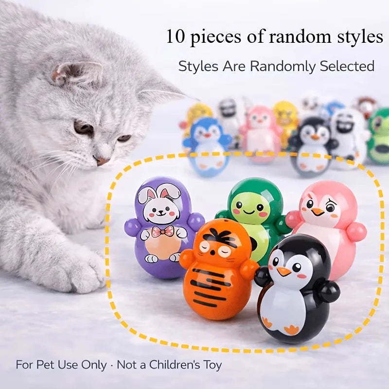 10pcs Cat Rolling Toy for Indoor Use. Self-rolling Cat Toy. No Batteries Required. Random Designs. Lightweight Cat Puzzle Toy.