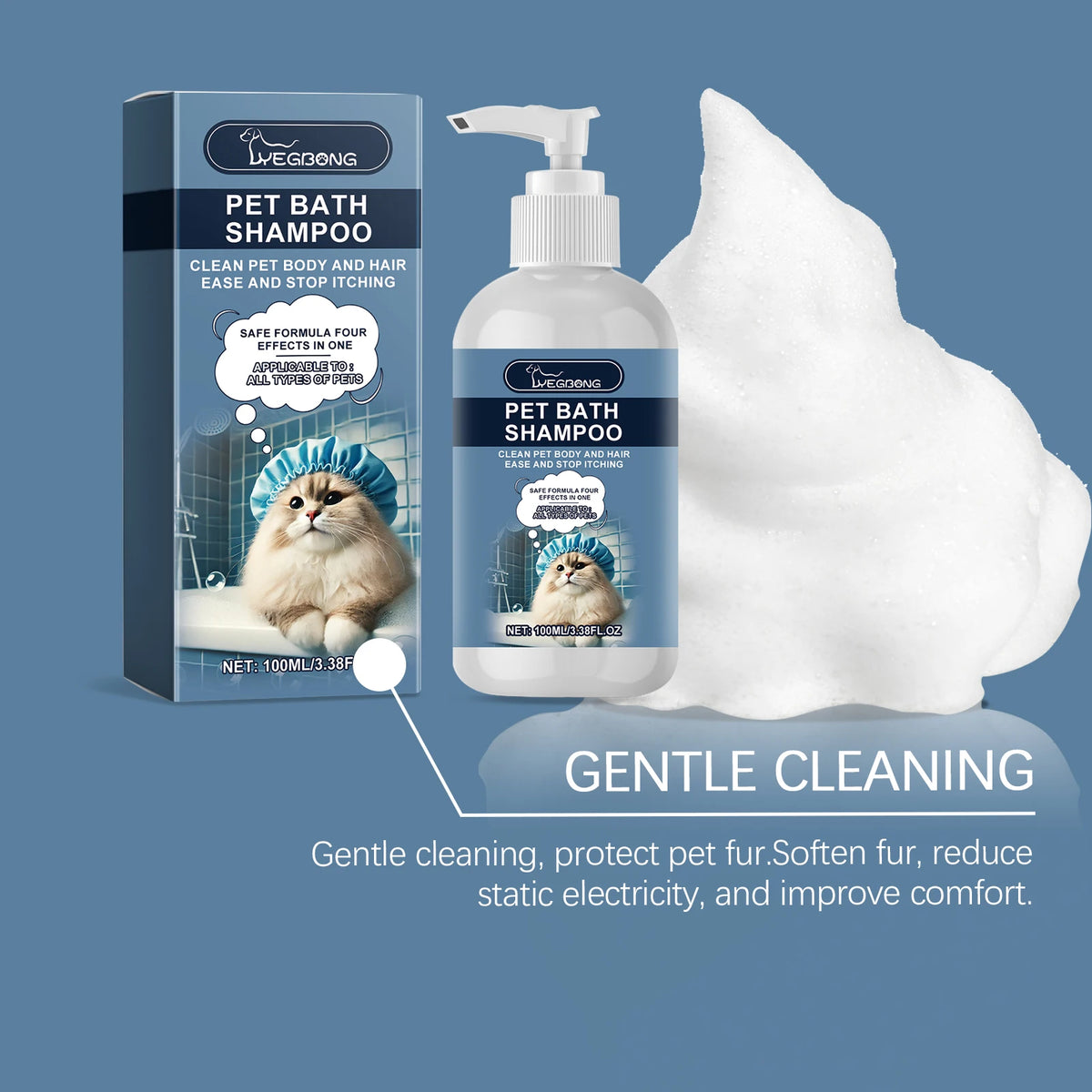 100ML Pet Shampoo Gentle Cleaning and Moisturizing Enhanced Smoothness, Nourishing, Skin Soothing, Improved Shine Pet Shampoo for Cats & Dogs.