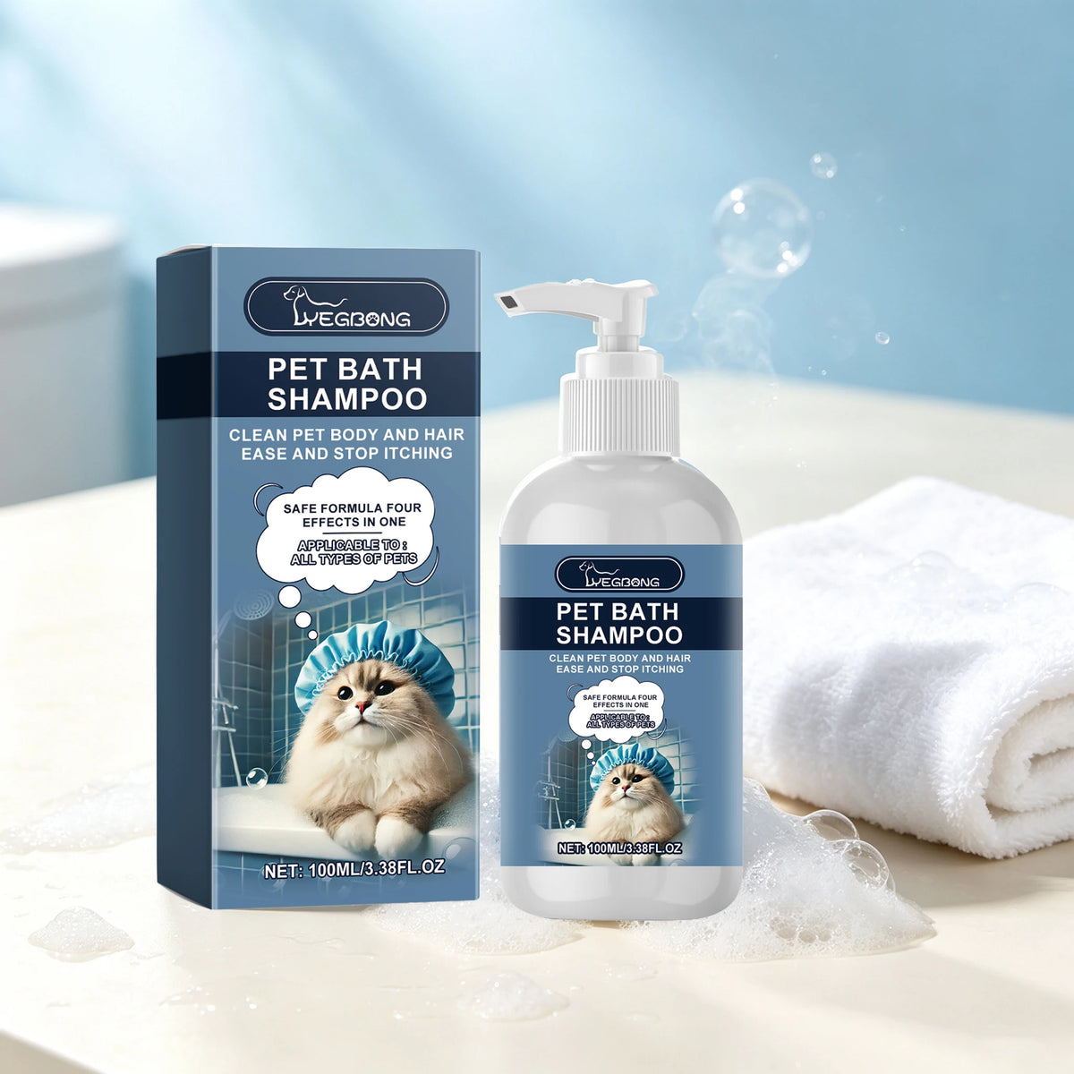 100ML Pet Shampoo Gentle Cleaning and Moisturizing Enhanced Smoothness, Nourishing, Skin Soothing, Improved Shine Pet Shampoo for Cats & Dogs.