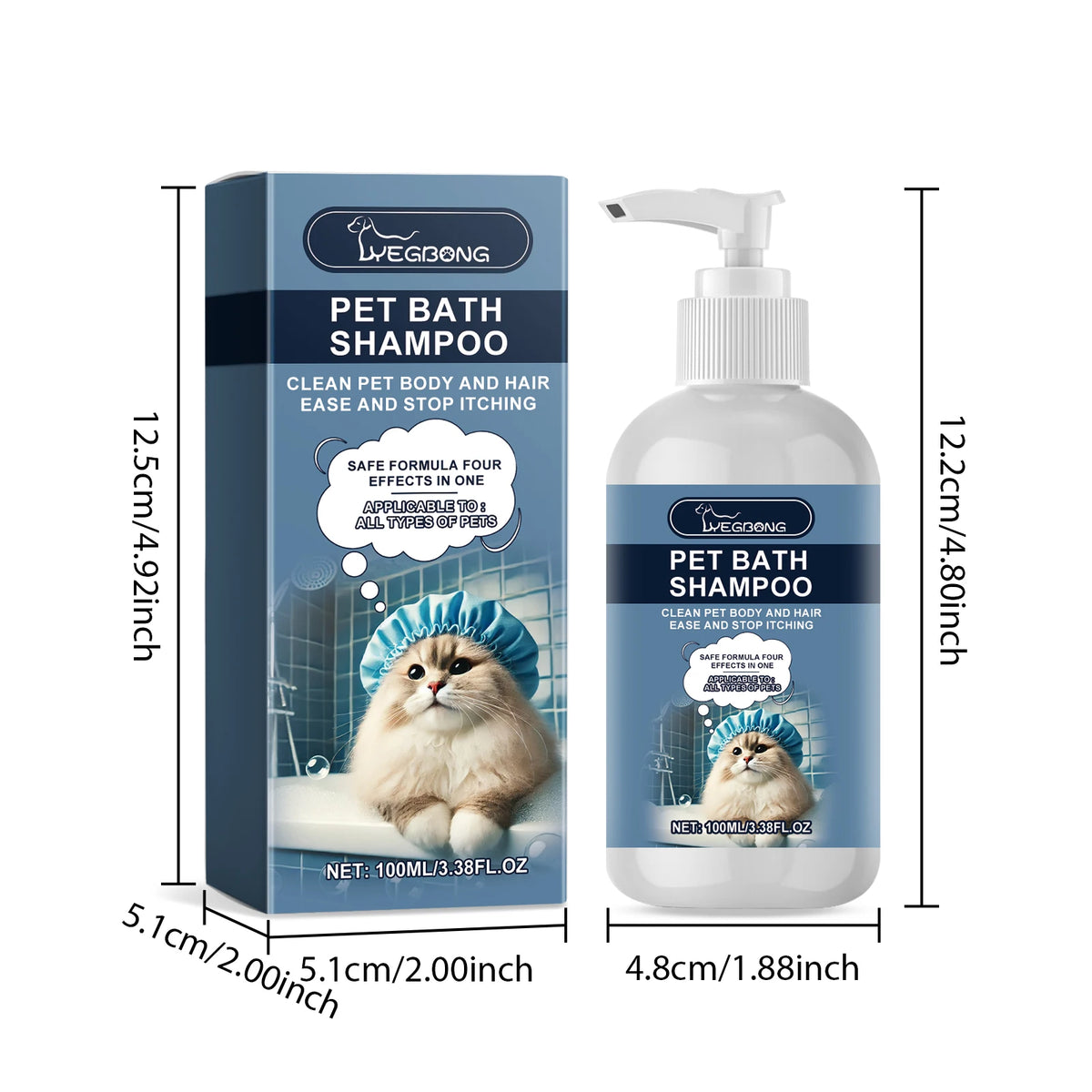 100ML Pet Shampoo Gentle Cleaning and Moisturizing Enhanced Smoothness, Nourishing, Skin Soothing, Improved Shine Pet Shampoo for Cats & Dogs.