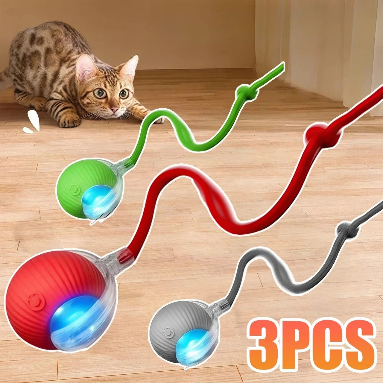 New Cat Interactive Ball Toy Automatic Rolling Ball Faux Tail Rechargeable Smart Pet Electric Toy