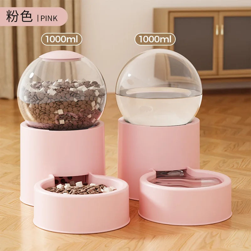 Cat Automatic Feeder and Water Fountain, 2-in-1, Large-Capacity, with Auto Circulation, for Cats and Dogs, Timer-Fed Feeder