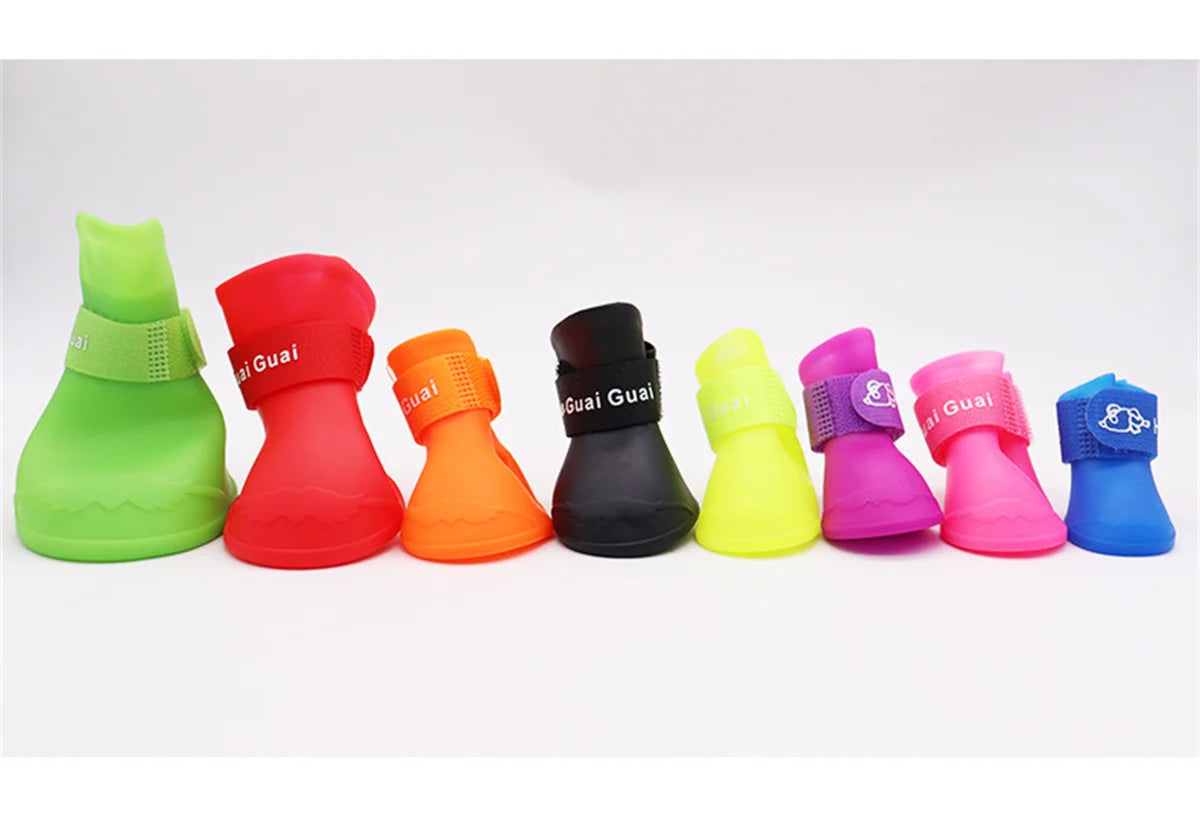 4Pcs Pet WaterProof Rainshoe Anti-slip Rubber Boot For Small Medium Large Dogs Cats Outdoor Shoe Dog Ankle Boots Pet rain shoes