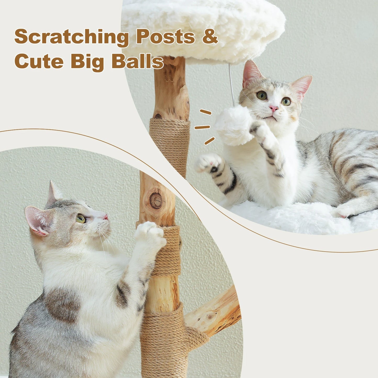 Flower Cat Tree for Indoor Cats Modern Wood Cat Tower with 2 Perches Scratching Post Cat Accessories Cat Toys