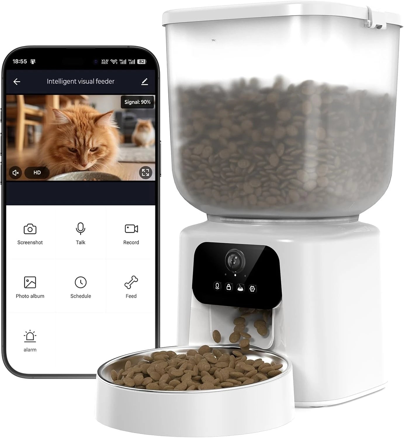 5L WiFi Smart Timed Pet Feeder with Built-in Camera 2 Way Audio APP Remote Feeding Desiccant Fresh Storage Cats Dogs