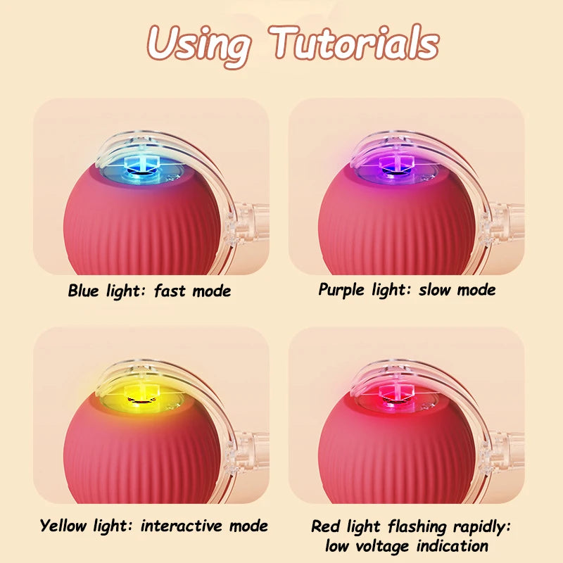 New Cat Interactive Ball Toy Automatic Rolling Ball Faux Tail Rechargeable Smart Pet Electric Toy