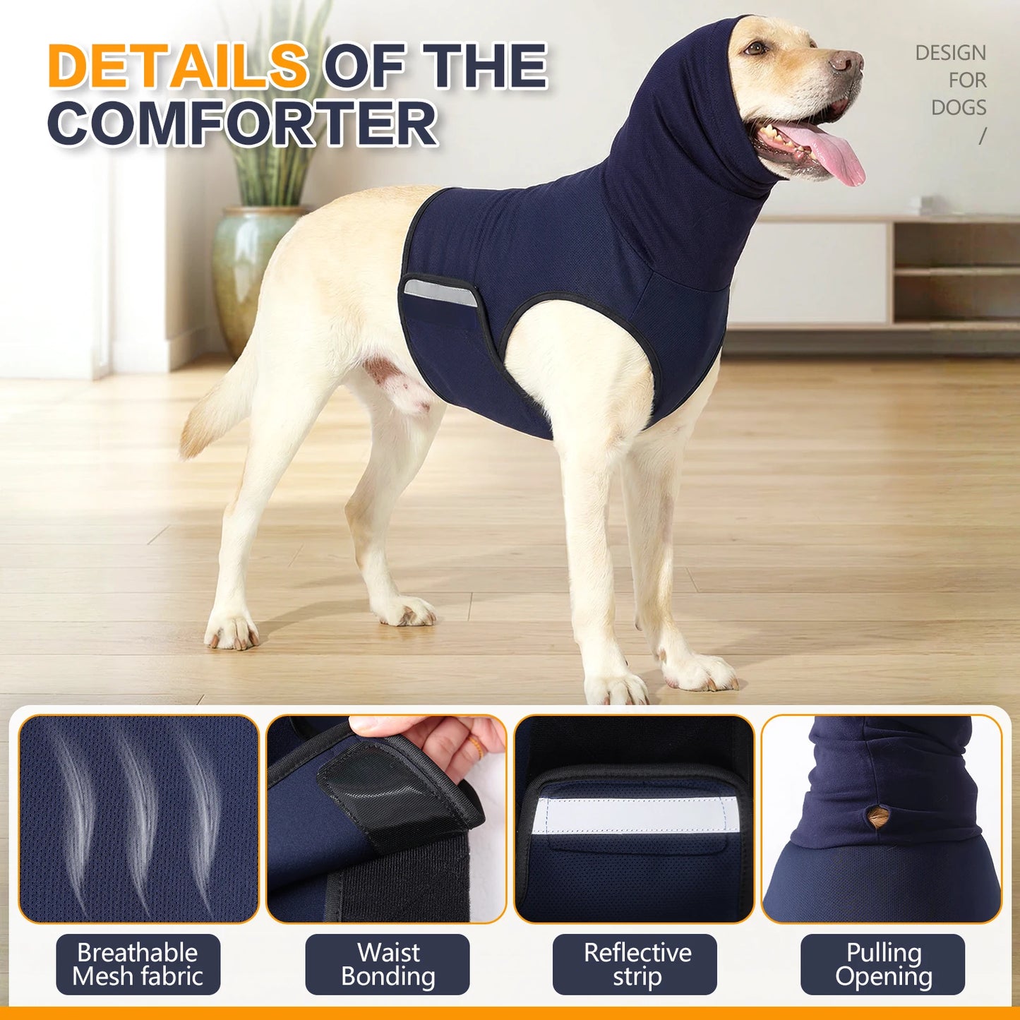 Dog Anxiety Vest,Skin-Friendly Thunder Jacket for Dogs,Dog Calming Shirt for Thunder,Fireworks,Vet Visits and Separation