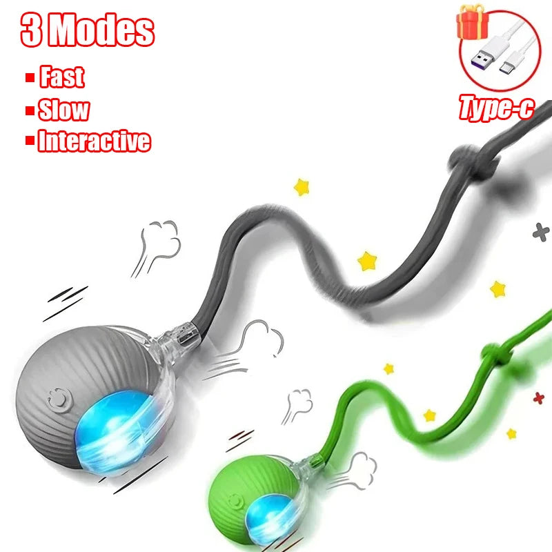 New Cat Interactive Ball Toy Automatic Rolling Ball Faux Tail Rechargeable Smart Pet Electric Toy