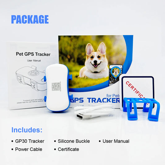 GPS Pet Tracker for Dogs Cats Built-in IoT Sim WiFi Tracking Unlimited Distance QR Code Pet Locator, Subscription Required