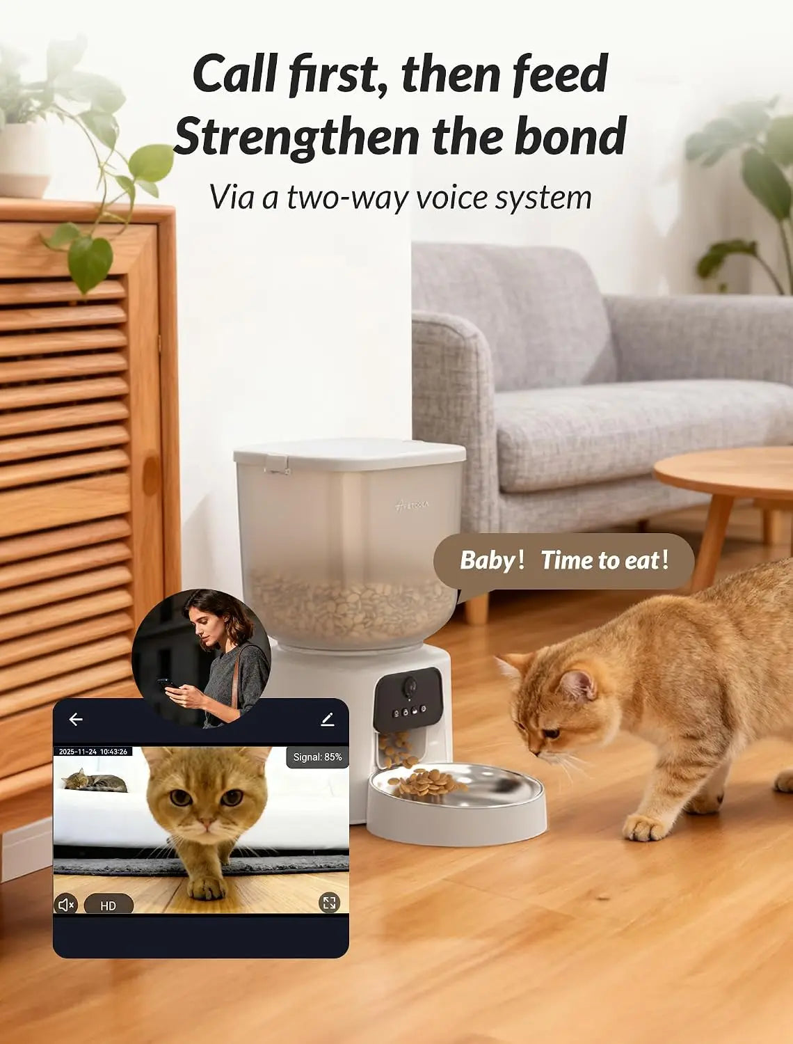 5L WiFi Smart Timed Pet Feeder with Built-in Camera 2 Way Audio APP Remote Feeding Desiccant Fresh Storage Cats Dogs