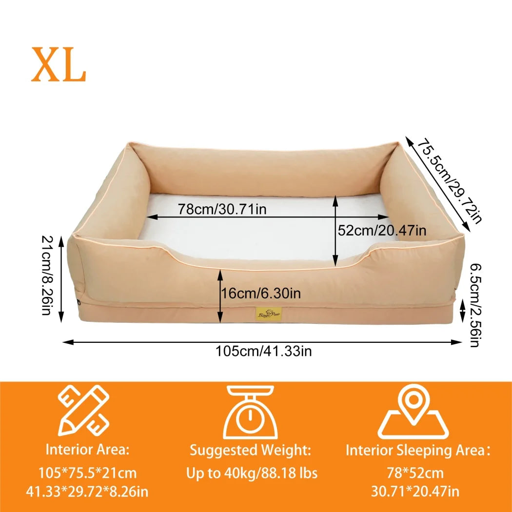 Medium, Large, and Extra Large sized Orthopedic Dog Bed Soft Calming Pet Sofa Couch Enhanced Bolster Deep Snuggle Bed