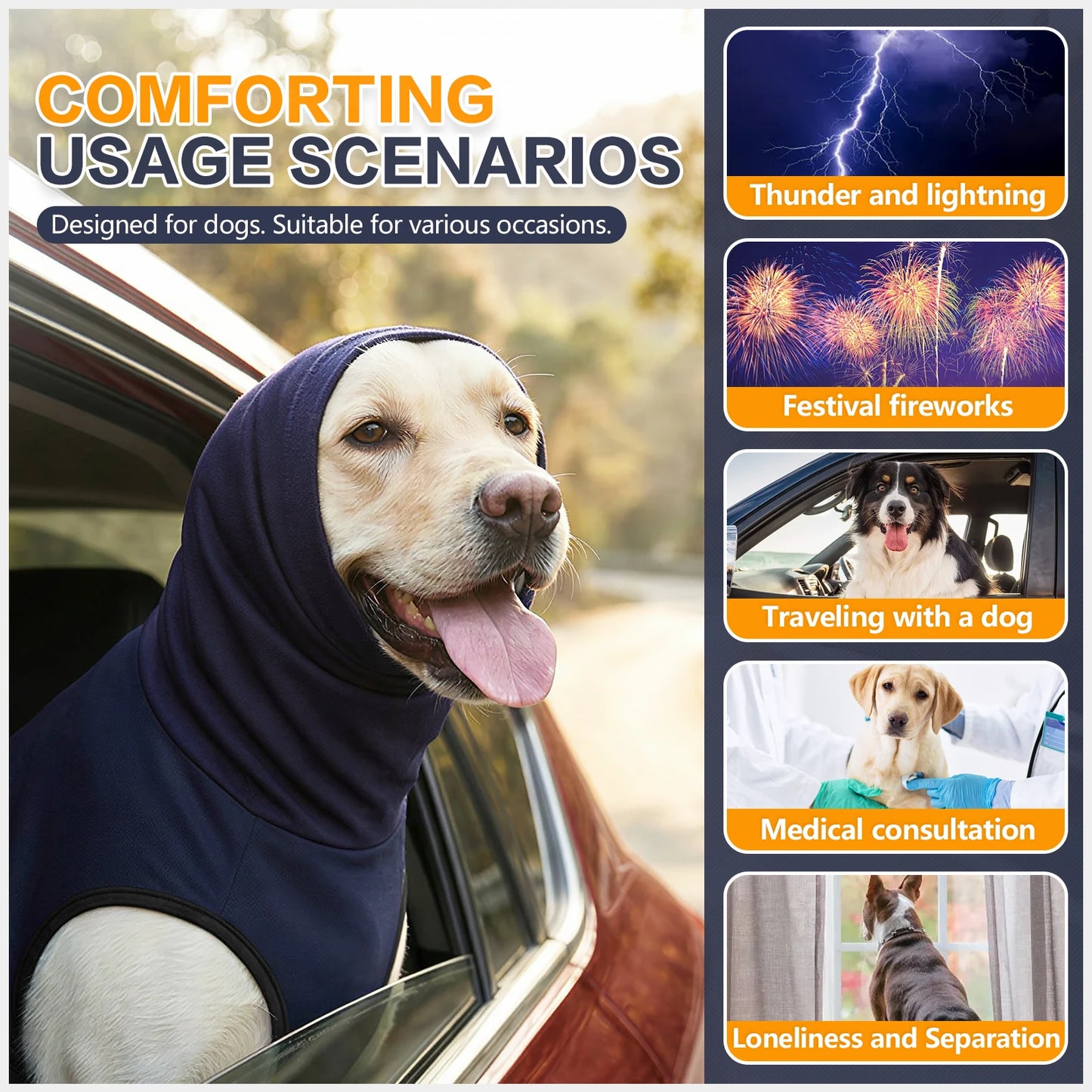 Dog Anxiety Vest,Skin-Friendly Thunder Jacket for Dogs,Dog Calming Shirt for Thunder,Fireworks,Vet Visits and Separation