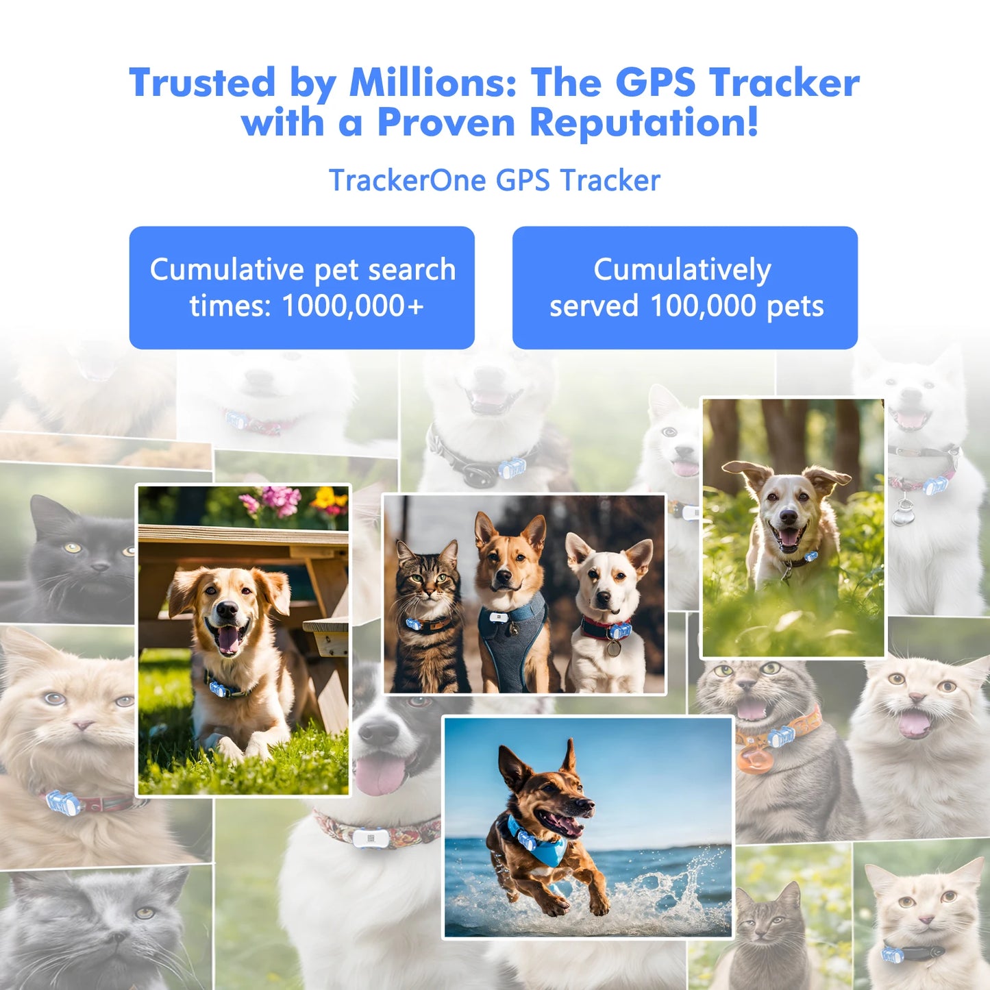 GPS Pet Tracker for Dogs Cats Built-in IoT Sim WiFi Tracking Unlimited Distance QR Code Pet Locator, Subscription Required