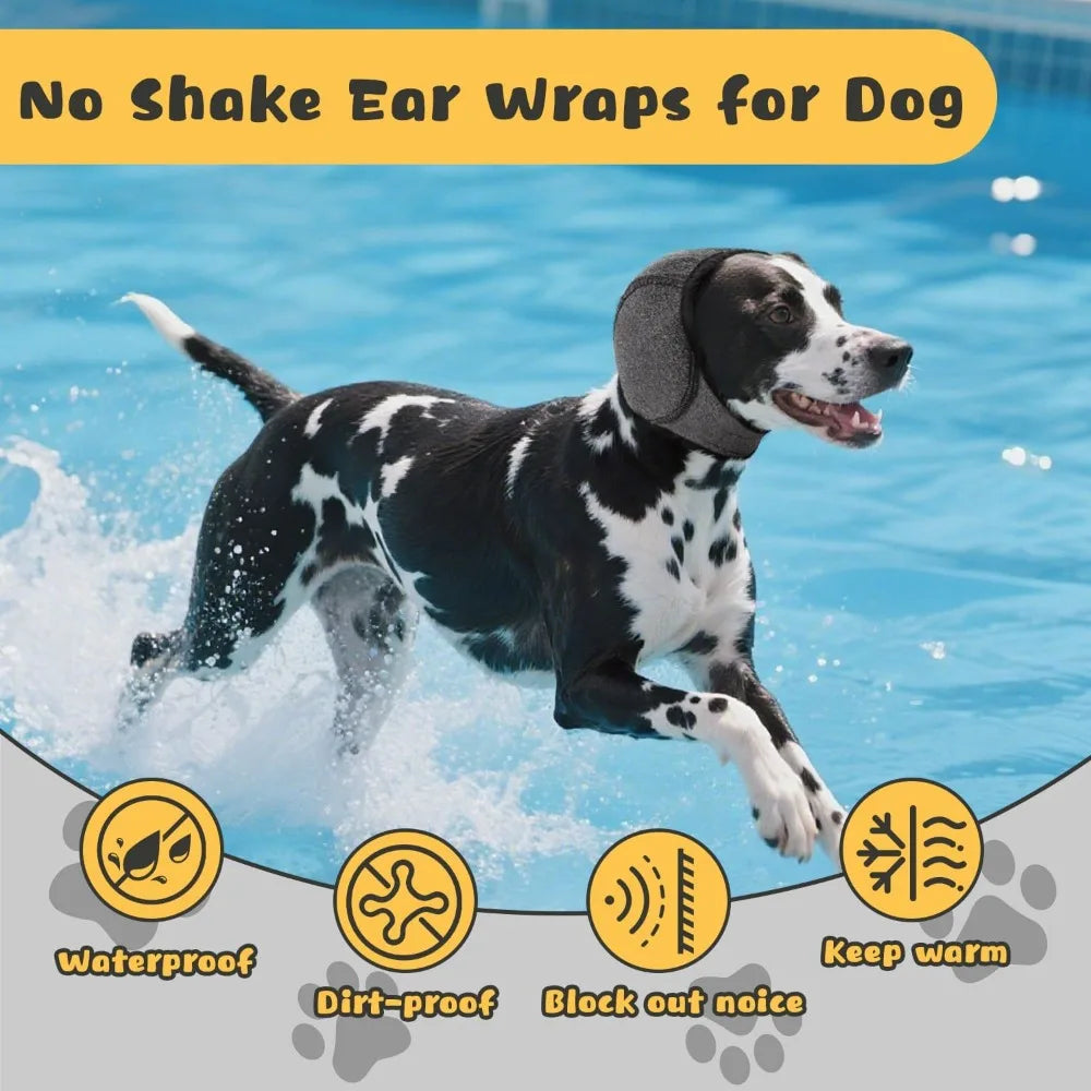 Adjustable Ear Noise Protection Cover for dogs. Soft, Calming Ear Wrap Headband.