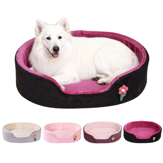 Winter Warm Detachable Small Dog Bed Elastic Round Medium Dog Basket Soft Dog Cushion House Cat Bed Kennel Accessories