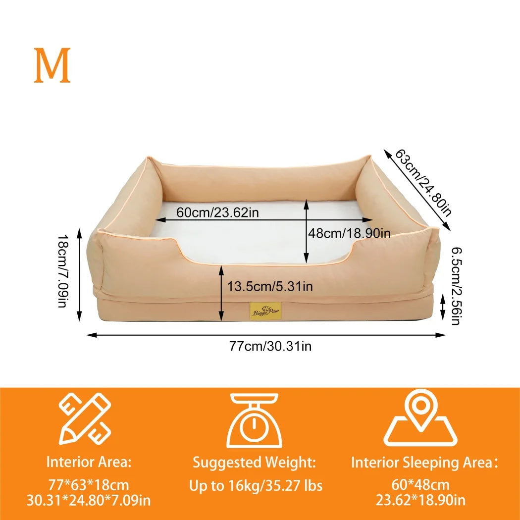 Medium, Large, and Extra Large sized Orthopedic Dog Bed Soft Calming Pet Sofa Couch Enhanced Bolster Deep Snuggle Bed