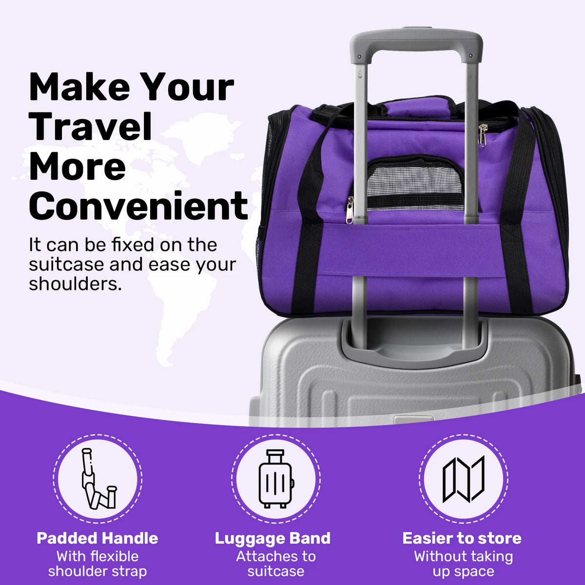 Portable Pet Carrier — Gentle, Secure Travel Bag for Cats & Small Dogs (Up to 15 lbs), Foldable & Airline Friendly.