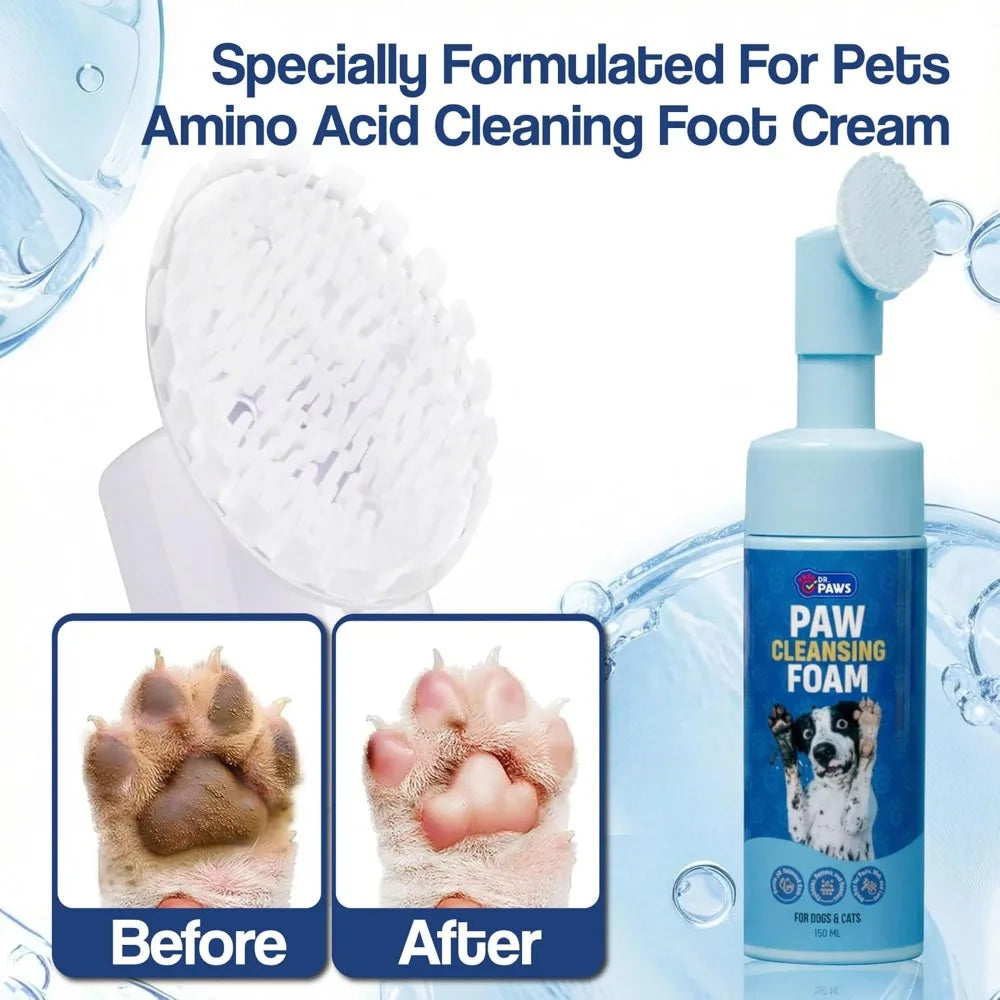 Foaming Dog Paw Cleaner, Non-Toxic, pH-Balanced, Lick-Safe, Built-in Soft-Tip Scrubber, 150ml