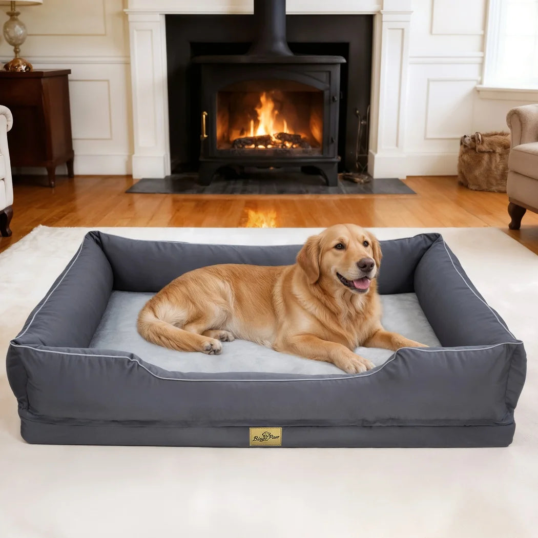 Medium, Large, and Extra Large sized Orthopedic Dog Bed Soft Calming Pet Sofa Couch Enhanced Bolster Deep Snuggle Bed
