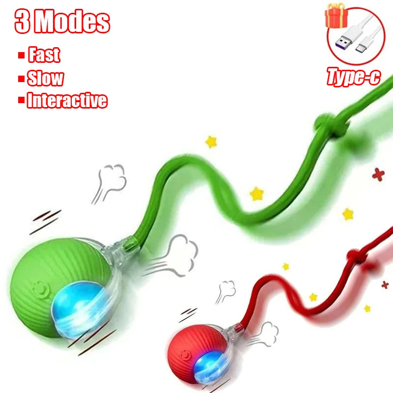 New Cat Interactive Ball Toy Automatic Rolling Ball Faux Tail Rechargeable Smart Pet Electric Toy
