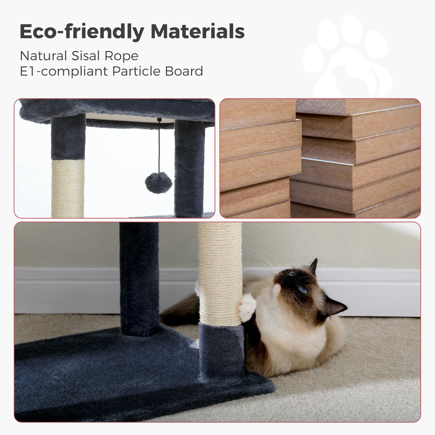 Cat Tree for Indoor Cats 5-Level Cat Tower for Large Cats with Large Hammock Covered Scratching Posts Cozy Condo