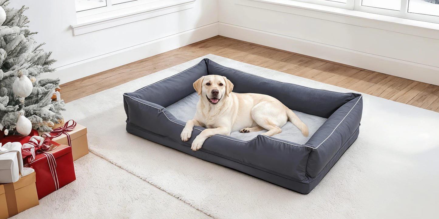 Medium, Large, and Extra Large sized Orthopedic Dog Bed Soft Calming Pet Sofa Couch Enhanced Bolster Deep Snuggle Bed