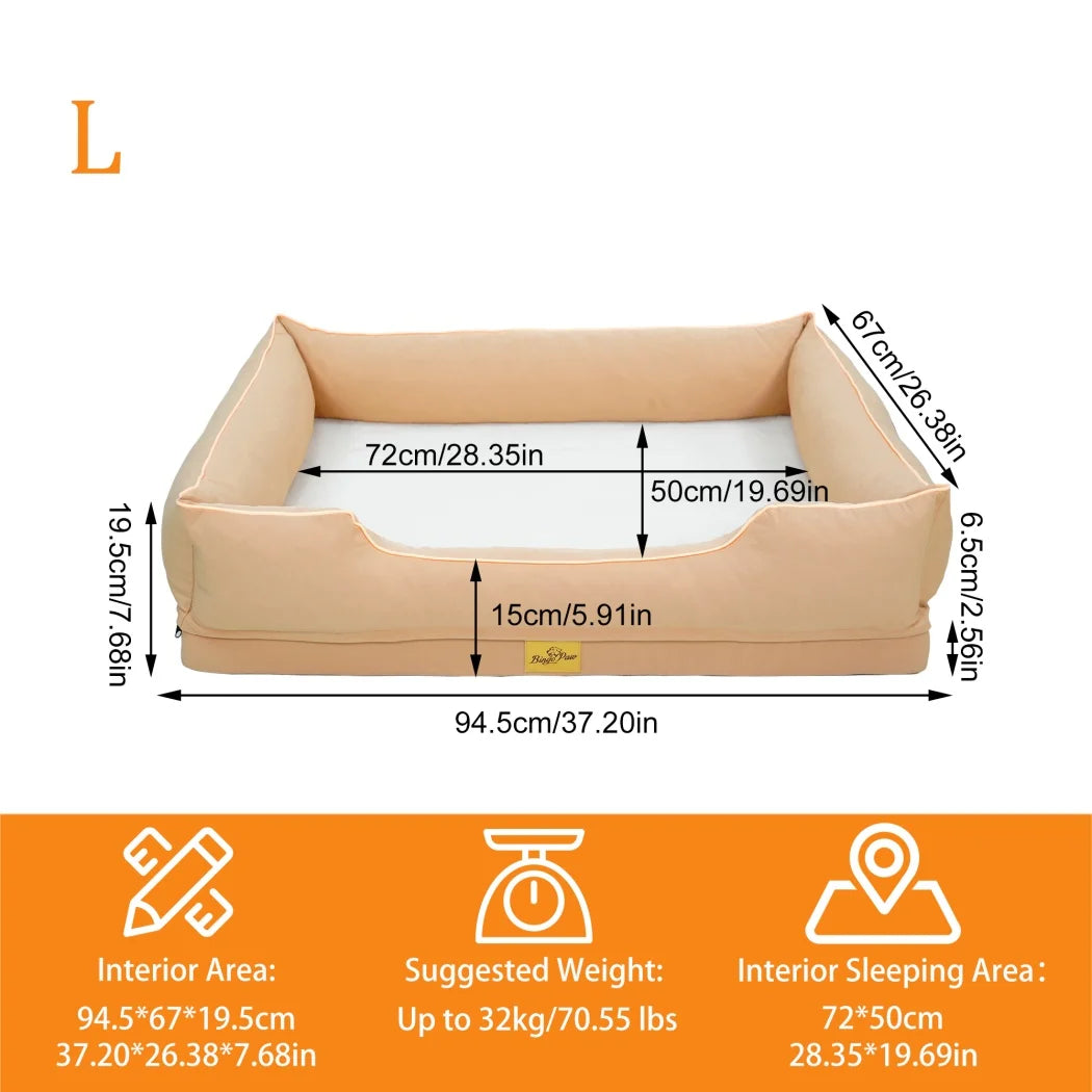 Medium, Large, and Extra Large sized Orthopedic Dog Bed Soft Calming Pet Sofa Couch Enhanced Bolster Deep Snuggle Bed