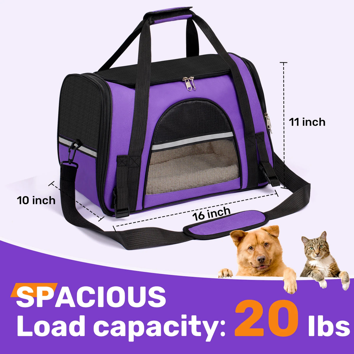 Portable Pet Carrier — Gentle, Secure Travel Bag for Cats & Small Dogs (Up to 15 lbs), Foldable & Airline Friendly.
