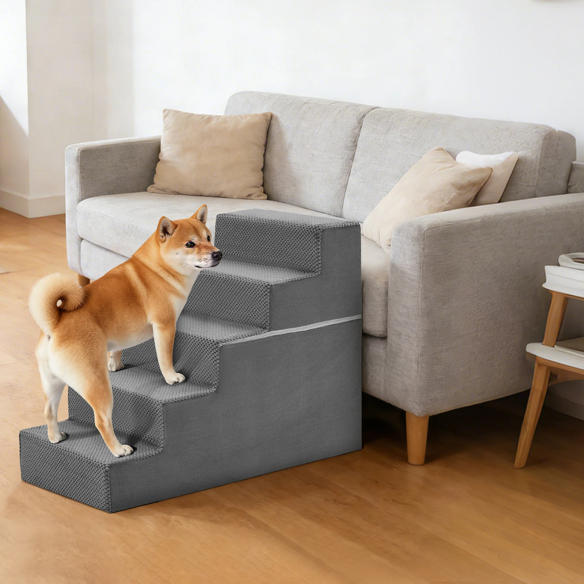 3-5 Step Foam Dog Stairs for Small Dogs, Indoor Non-Slip Pet Stairs For Home use.