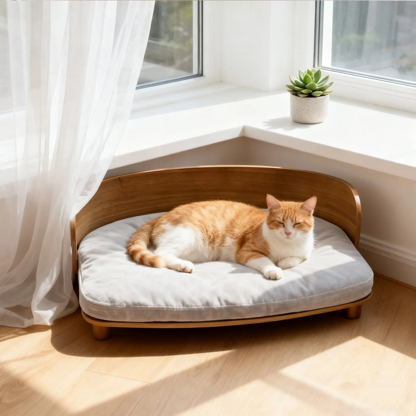 Unique Elevated Pet Sofa Wood Small Dog Couch Bed with Cushion