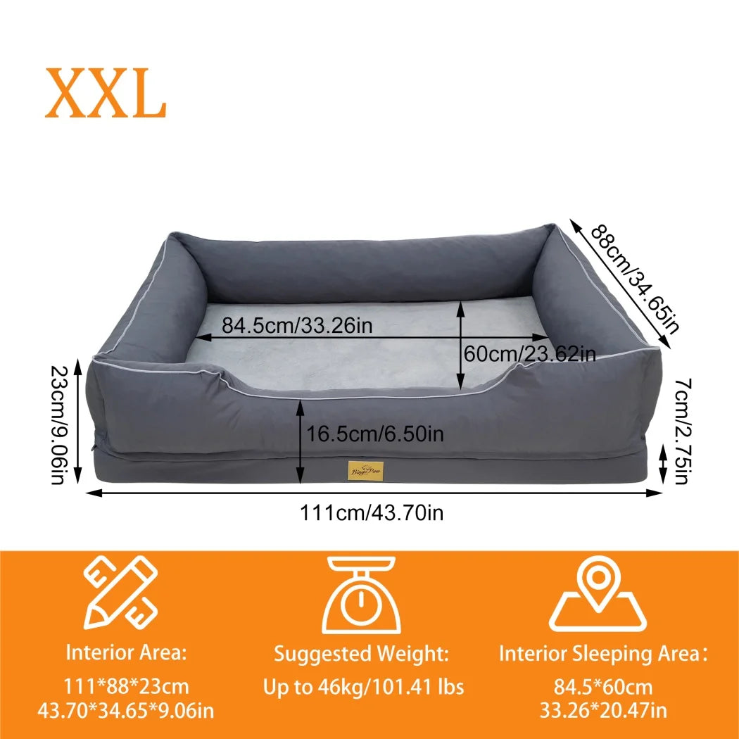 Medium, Large, and Extra Large sized Orthopedic Dog Bed Soft Calming Pet Sofa Couch Enhanced Bolster Deep Snuggle Bed