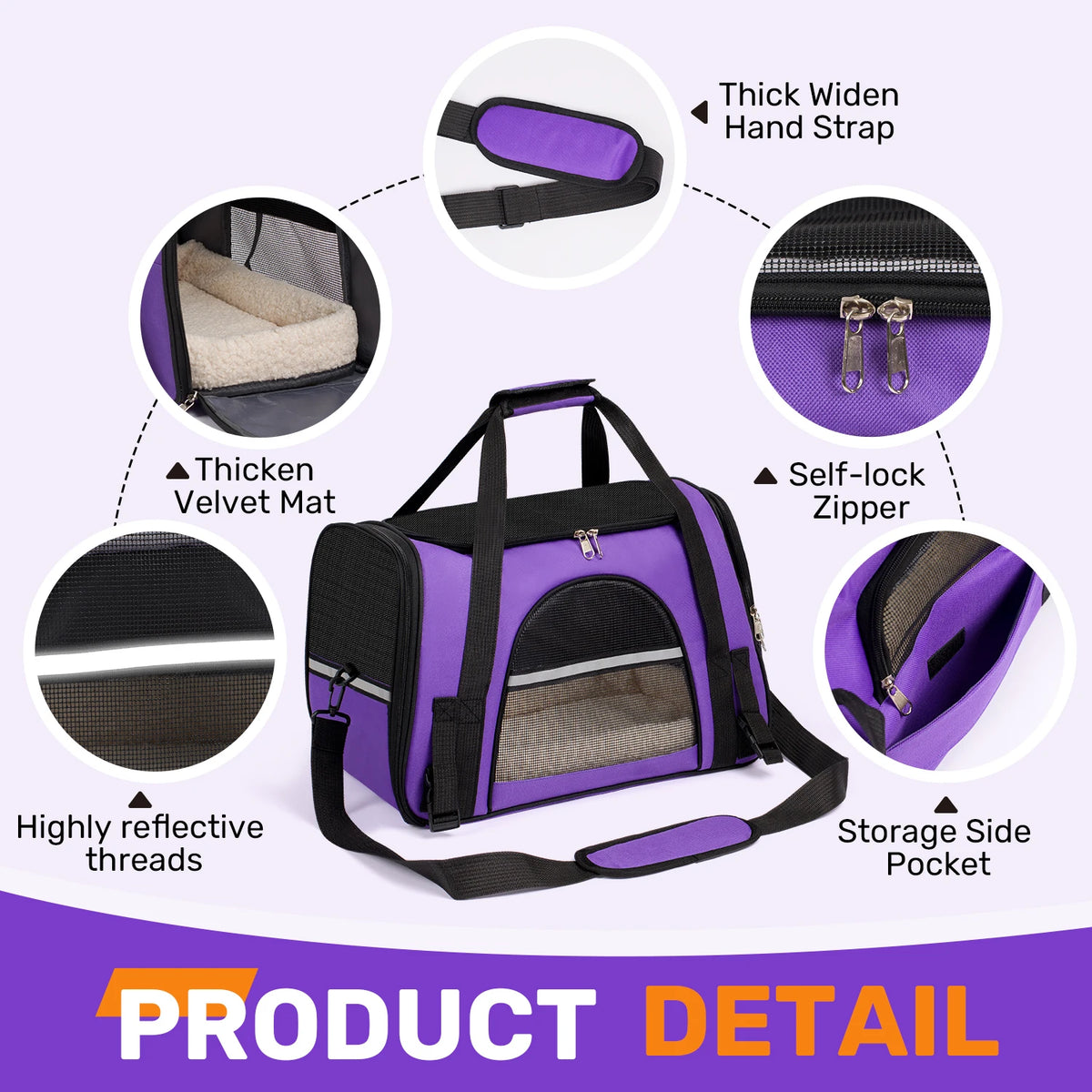 Portable Pet Carrier — Gentle, Secure Travel Bag for Cats & Small Dogs (Up to 15 lbs), Foldable & Airline Friendly.