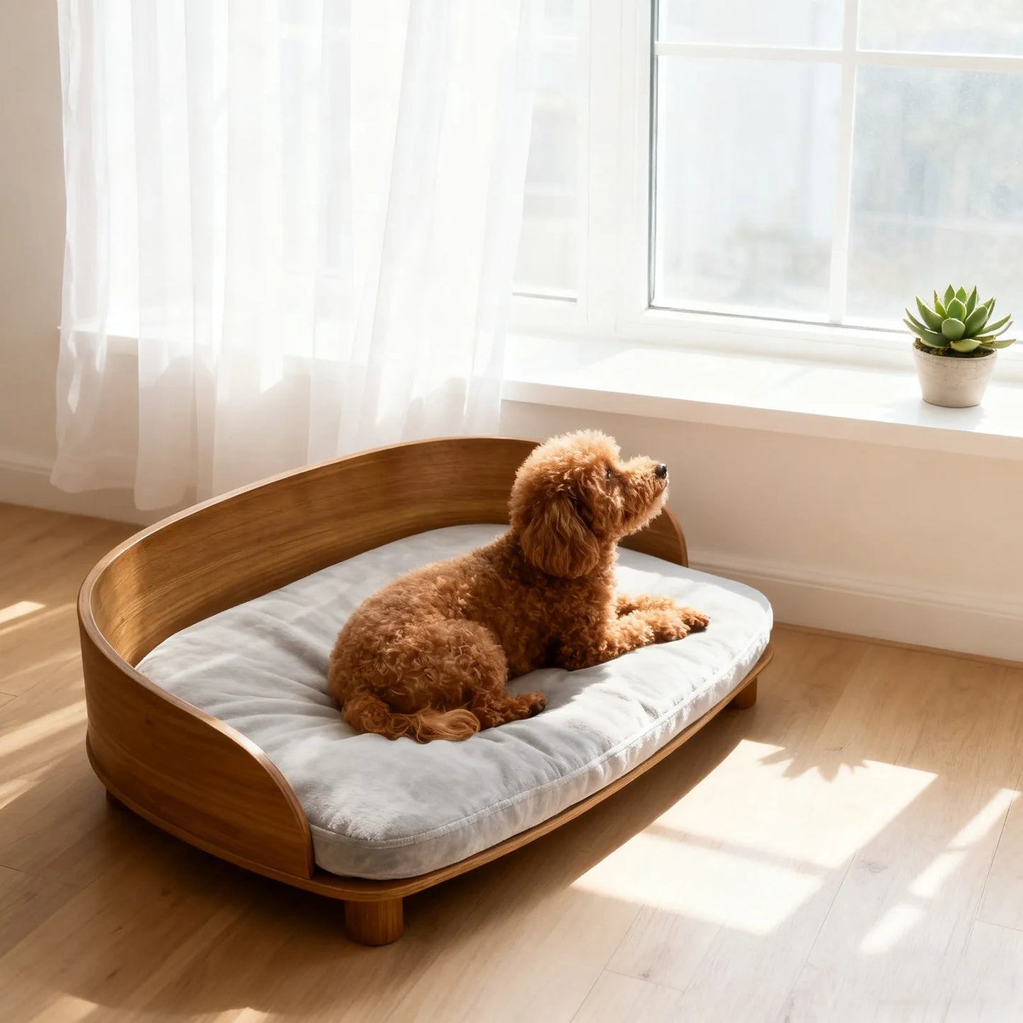 Unique Elevated Pet Sofa Wood Small Dog Couch Bed with Cushion