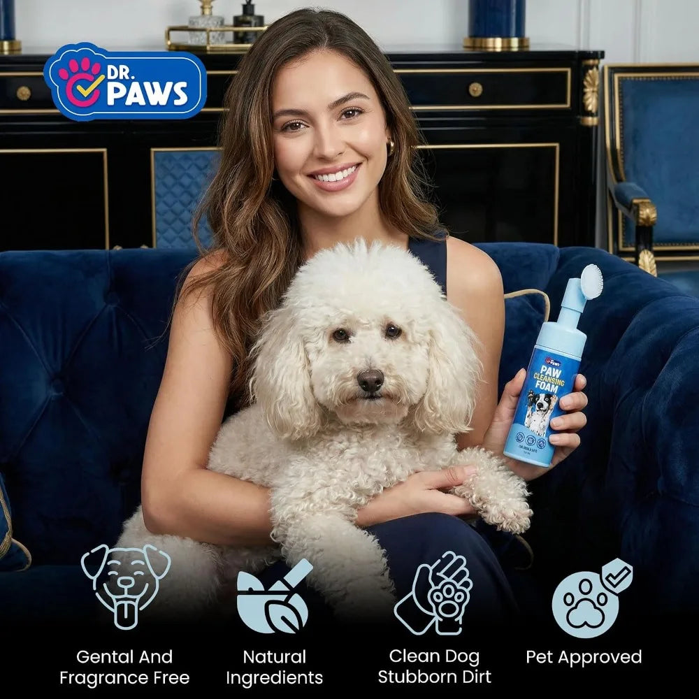 Foaming Dog Paw Cleaner, Non-Toxic, pH-Balanced, Lick-Safe, Built-in Soft-Tip Scrubber, 150ml