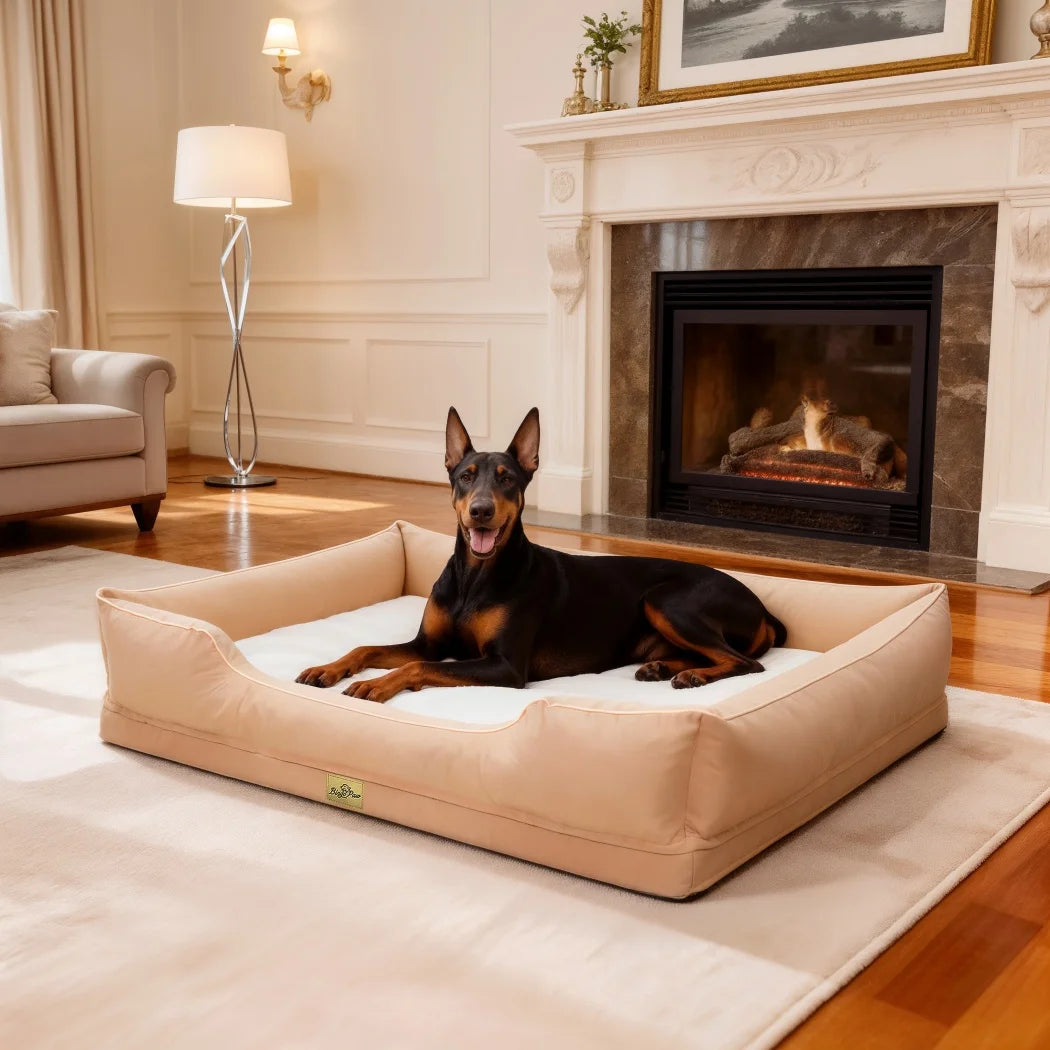 Medium, Large, and Extra Large sized Orthopedic Dog Bed Soft Calming Pet Sofa Couch Enhanced Bolster Deep Snuggle Bed