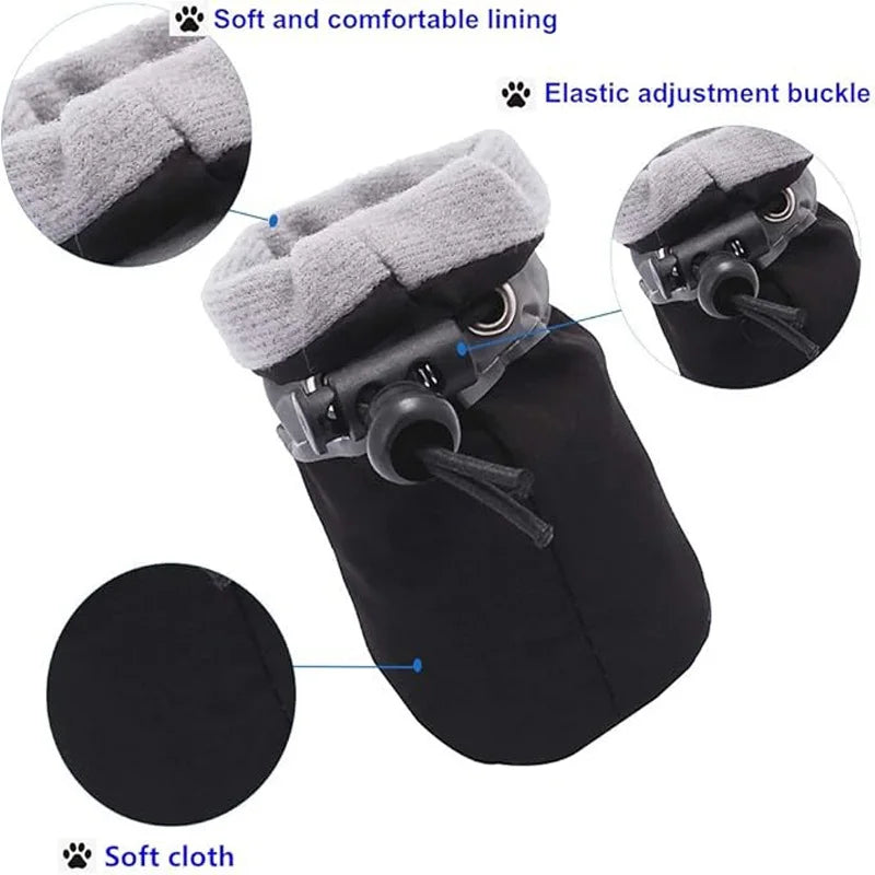 Protective Dog Shoes, Waterproof Fleece Lined with Anti-Slip Rubber Sole, Adjustable for Paws Safety, Ideal Gift for Pet Lovers