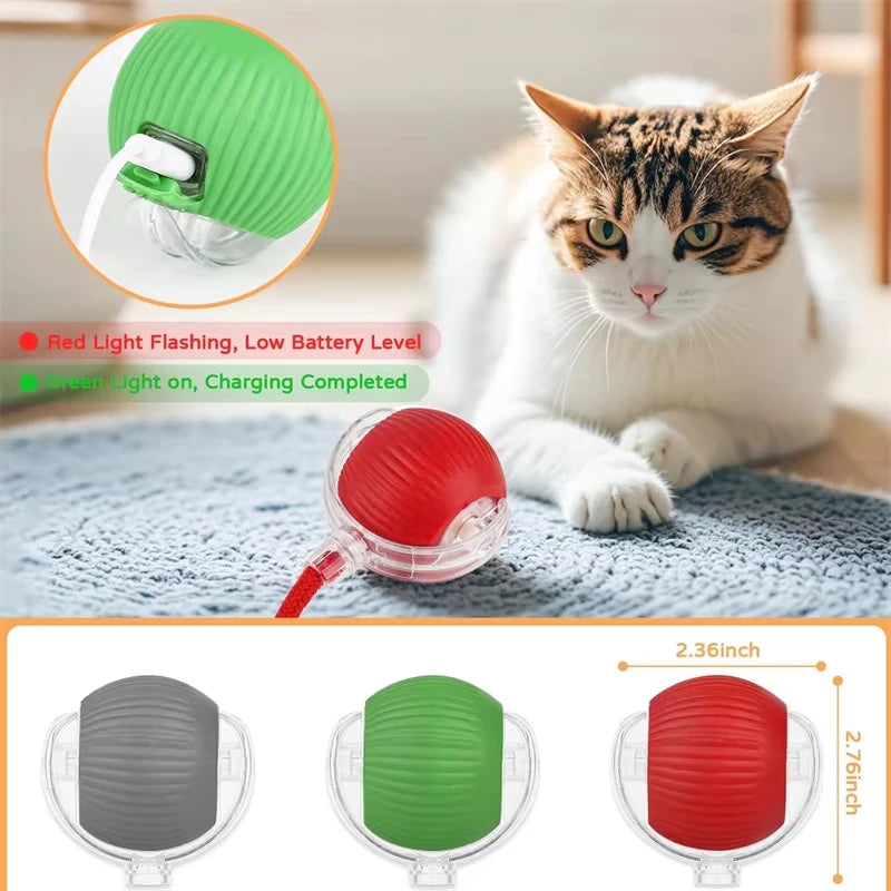 New Cat Interactive Ball Toy Automatic Rolling Ball Faux Tail Rechargeable Smart Pet Electric Toy