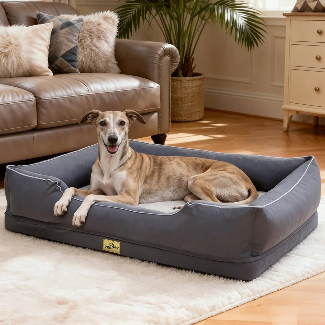 Medium, Large, and Extra Large sized Orthopedic Dog Bed Soft Calming Pet Sofa Couch Enhanced Bolster Deep Snuggle Bed