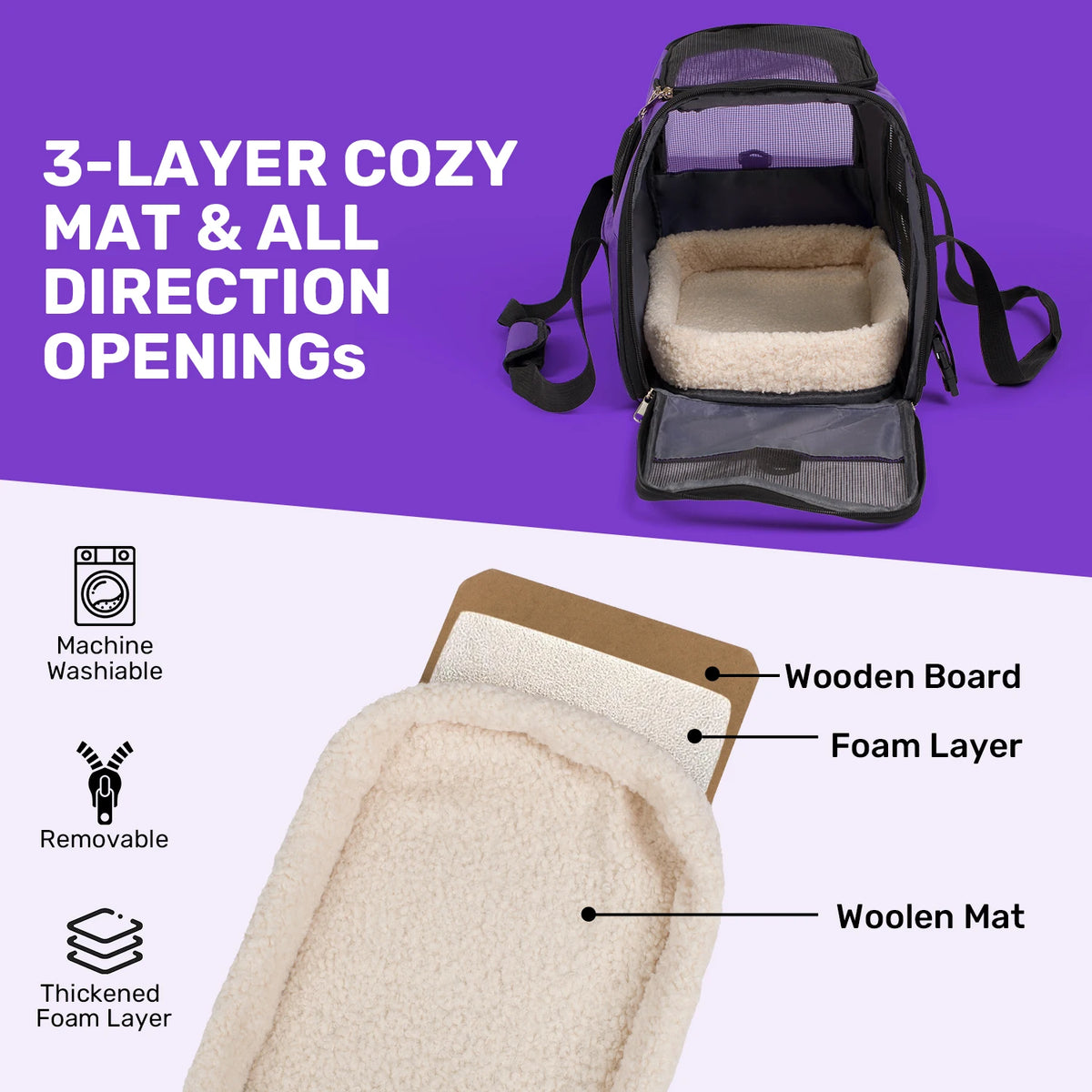 Portable Pet Carrier — Gentle, Secure Travel Bag for Cats & Small Dogs (Up to 15 lbs), Foldable & Airline Friendly.