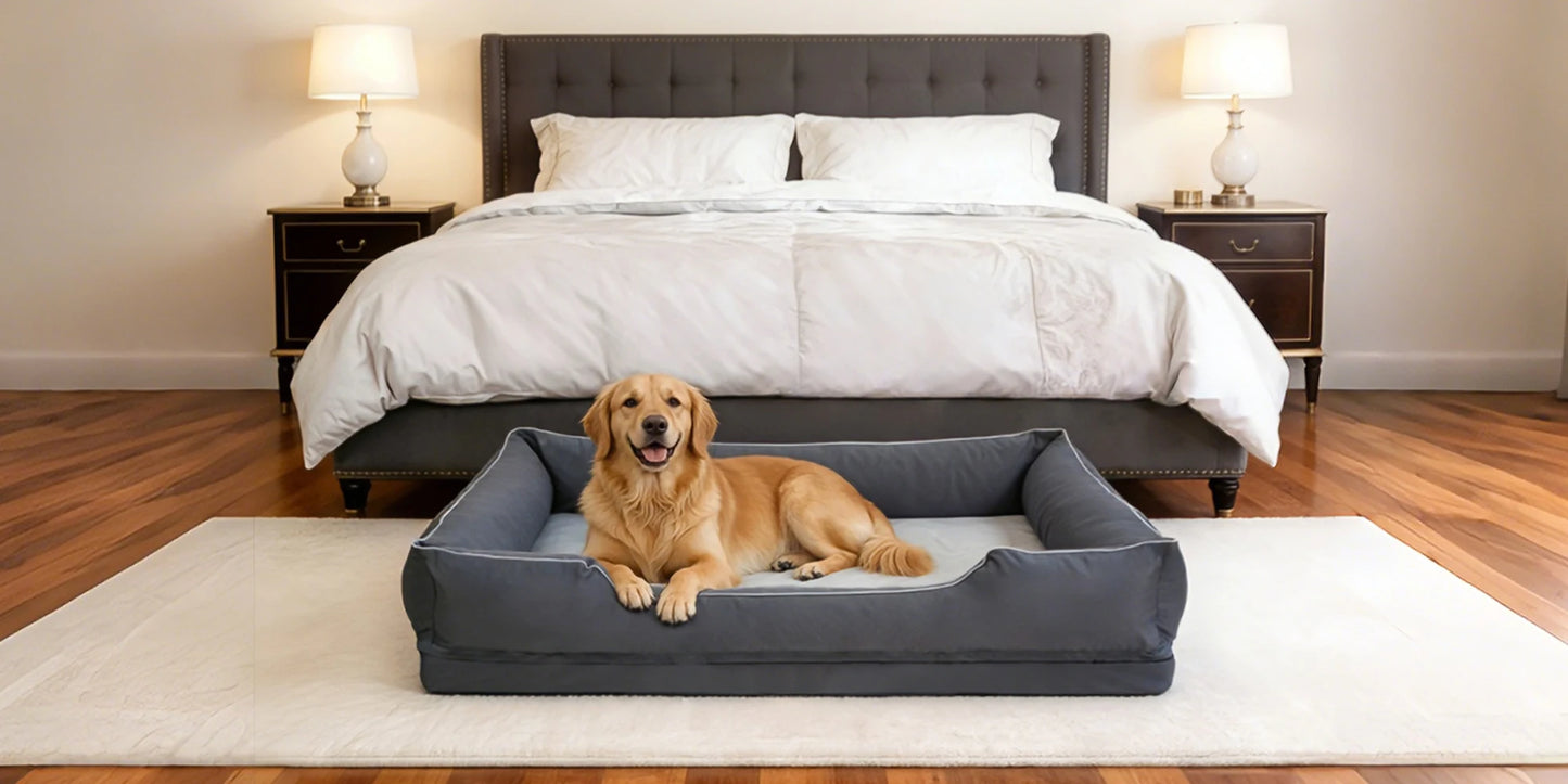 Medium, Large, and Extra Large sized Orthopedic Dog Bed Soft Calming Pet Sofa Couch Enhanced Bolster Deep Snuggle Bed