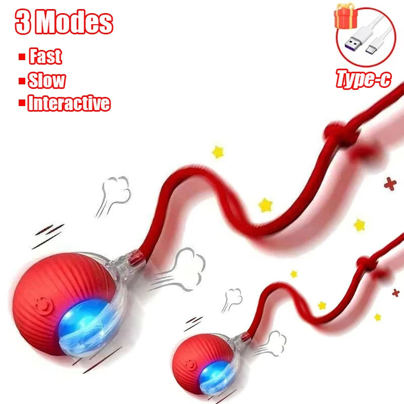 New Cat Interactive Ball Toy Automatic Rolling Ball Faux Tail Rechargeable Smart Pet Electric Toy