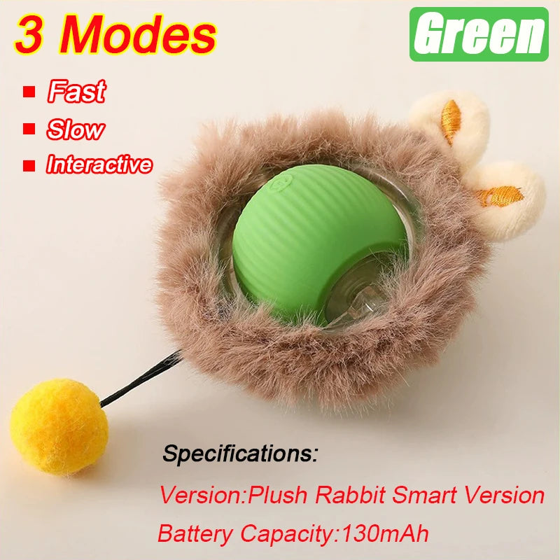 New Cat Interactive Ball Toy Automatic Rolling Ball Faux Tail Rechargeable Smart Pet Electric Toy