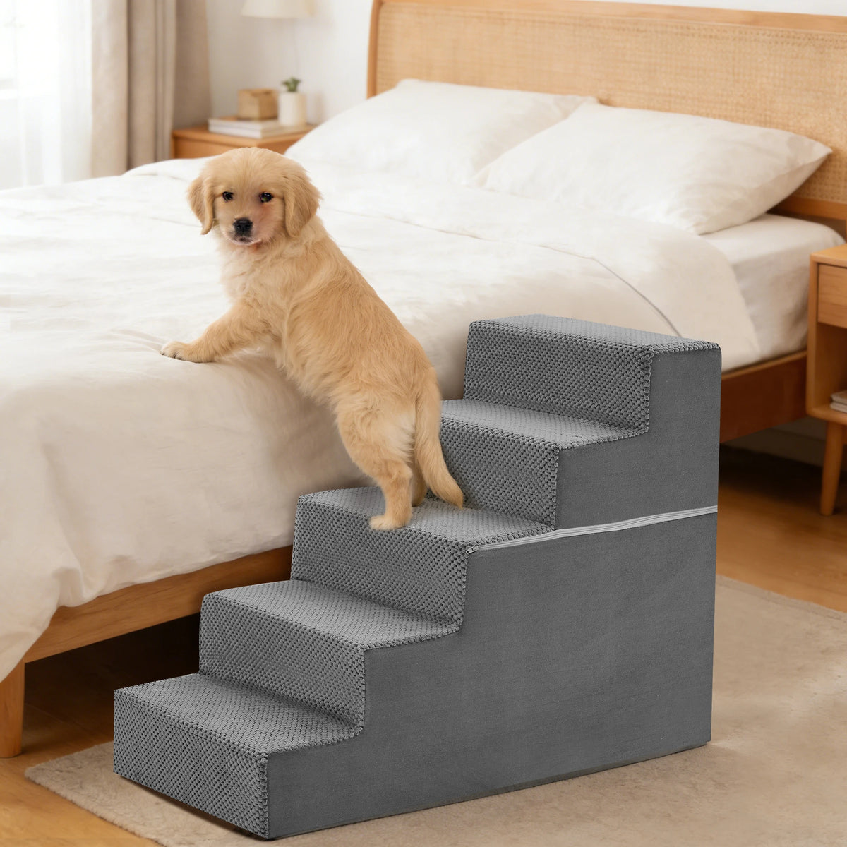 3-5 Step Foam Dog Stairs for Small Dogs, Indoor Non-Slip Pet Stairs For Home use.