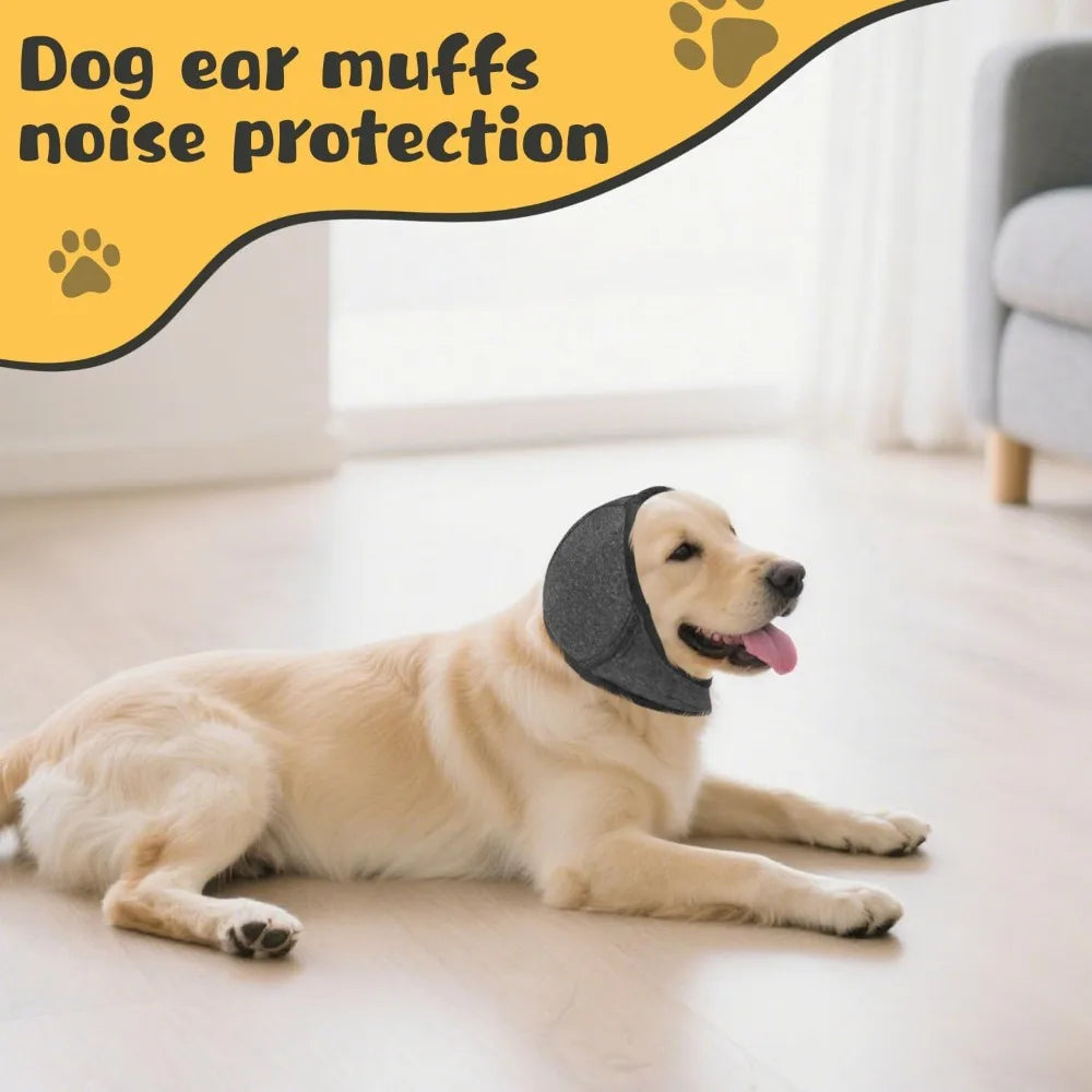Adjustable Ear Noise Protection Cover for dogs. Soft, Calming Ear Wrap Headband.