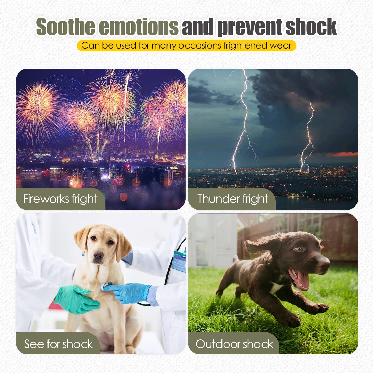 Dog Anxiety Vest and Coat-Keep Pet Calm, Dog Jacket for Thunder, Fireworks, Anti Anxiety Vest for Dogs and Cat Body and Ear