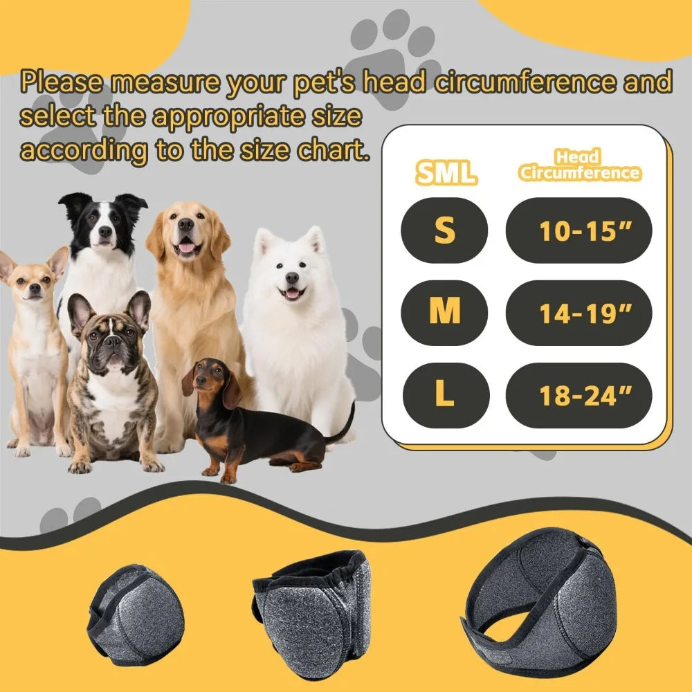 Adjustable Ear Noise Protection Cover for dogs. Soft, Calming Ear Wrap Headband.