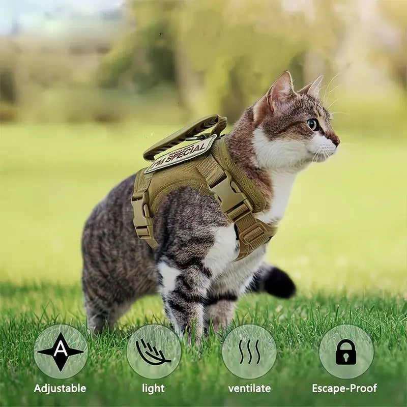 Cat Dog Vest Sling Set Retractable Rope Tactical Vest Breathable Pet Harness for Small and Medium Sized Dog Cat Outdoor Walking