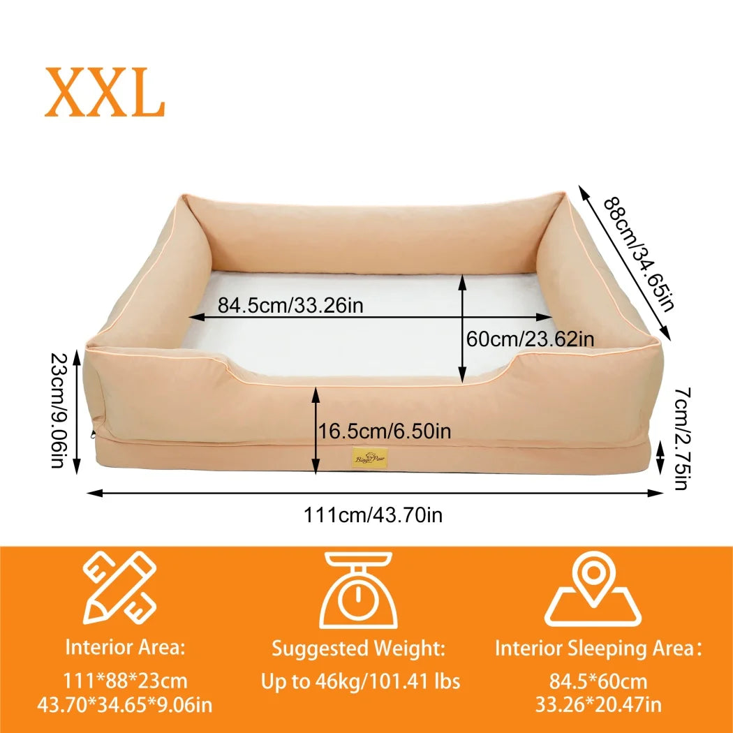 Medium, Large, and Extra Large sized Orthopedic Dog Bed Soft Calming Pet Sofa Couch Enhanced Bolster Deep Snuggle Bed